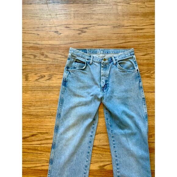 VTG 90s Cowboy Western Wrangler Straight Leg Light Wash 32 32 Mens Blue 96501sl - Picture 5 of 9